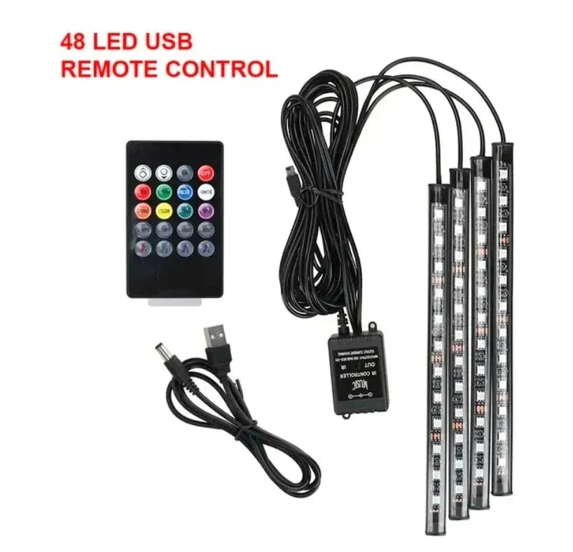 Universal Car RGB LED Strip – 8-Color Interior Ambient Lights